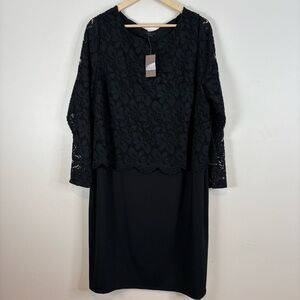 J. Jill Wearever Collection Black Lace Overlay Dress Black Size 3X Midi